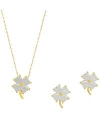 Spero London - Four Leaf Clover Sterling Necklace & Earring Set - Lyst