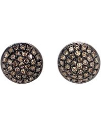 Artisan - Natural Diamond Pave Round Stud Earrings 18k Gold 925 Sterling Silver - Lyst