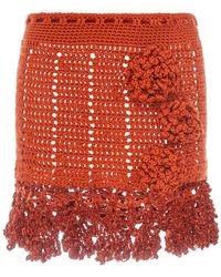 Andreeva - Chrysanthemum Terracotta Handmade Crochet Mini Skirt - Lyst