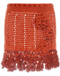 Andreeva - Chrysanthemum Terracotta Handmade Crochet Mini Skirt - Lyst