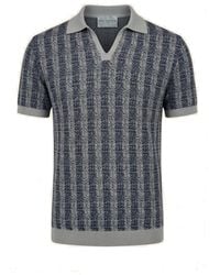 Ron Tomson - Textured Knit Polo Shirt - Lyst