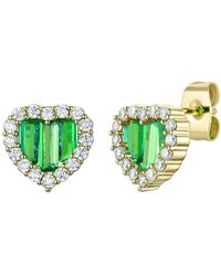 Genevive Jewelry - Rachel Glauber Young Adult Plated With Cubic Zirconia Baguette Heart Halo Stud Earring - Lyst