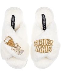 Laines London - Neutrals Classic Laines Slippers With Bridesmaid Brooches - Lyst