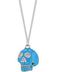 True Rocks - Sterling Silver & Turquoise Mini Skull Pendant - Lyst