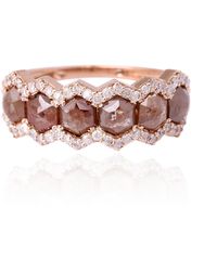 Artisan - Natural Octagon Cut Ice Diamond In Solid 18k Rose Gold Classic Band Ring - Lyst