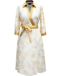 Smart and Joy - Bi-Material Wrap Dress With Tropical Print - Lyst
