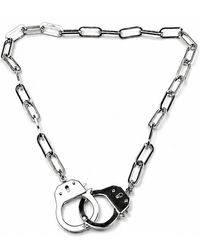 Jagged Halo Jewelry - Love Bond Handcuff Chain Necklace Stainless Steel Rhodium Plating - Lyst