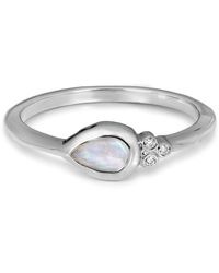 Zohreh V. Jewellery - Moonstone & White Sapphire Tear Drop Ring Sterling - Lyst