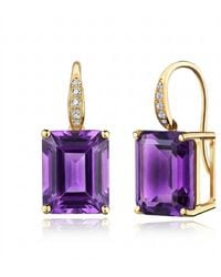 Kai Fine Jewelry - Solid Natural Emerald-Cut Amethyst & Diamond Drop Earrings - Lyst