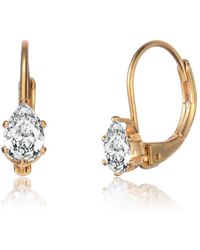 Genevive Jewelry - Sterling Silver Gold Plated Cubic Zirconia Leverback Drop Earrings - Lyst