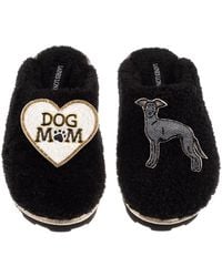 Laines London - Teddy Closed Toe Slippers With Dog Mum/Mom & Italian Greyhound Brooches - Lyst