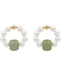 seree - Isa Beaded Pearl Jade Hoop Earrings - Lyst