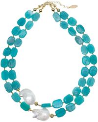 Farra - Amazonite With Baroque Double Strands Necklace - Lyst