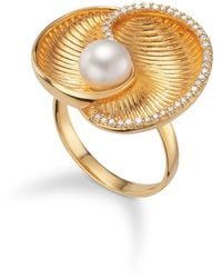 Augustine Jewels - Baroque Pearl And Diamond Shell Ring - Lyst