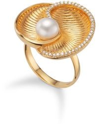 Augustine Jewels - Baroque Pearl And Diamond Shell Ring - Lyst