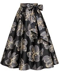 Richa Sharma - Handcrafted Floral Organza Jacquard Silk Midi Skirt With Metallic Weave - Lyst