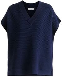 Paisie - V-Neck Sleeveless Ribbed Jumper - Lyst