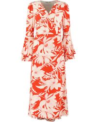 Lavaand - The Dantea Long Flare Sleeve Wrap Dress In Red Vintage Floral - Lyst