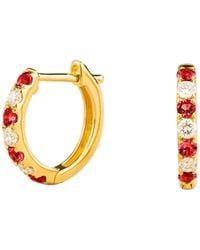 Juvetti - Stacy Ruby & Diamond Huggie Hoop Earrings - Lyst