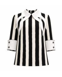Julia Allert - Neutrals Semi-Formal Striped Blouse With Contrasting Details - Lyst