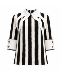 Julia Allert - Neutrals Semi-Formal Striped Blouse With Double Contrasting Details - Lyst
