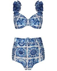Nur Karaata - Lily Bleu Blanc Bikini Set - Lyst