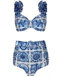 Nur Karaata - Lily Bleu Blanc Bikini Set - Lyst