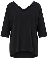 Conquista - Loose Fit V Neck Top With ¾ Sleeves By Fashion - Lyst