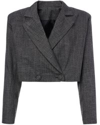 BLUZAT - Double Breasted Cropped Blazer - Lyst