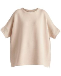 Paisie - Neutrals Short Sleeve Ribbed Jumper - Lyst