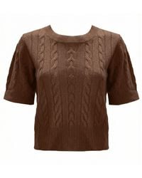 Zenzee - Cashmere Cable Knit Boxy Short Sleeve Sweater - Lyst