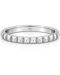 Jagged Halo Jewelry - Artemis Pyramid Stud Stainless Steel Ring Rhodium Plated - Lyst