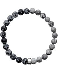 Ora Pearls - Aro Men's Snowflake Obsidian & Map Jasper Bracelet Silver Bead - Lyst