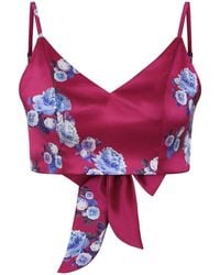 Sophie Cameron Davies - Berry Floral Silk Crop Top - Lyst
