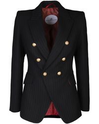 The Extreme Collection - Pinstripe Double Breasted Blazer With Golden Button Chloe - Lyst