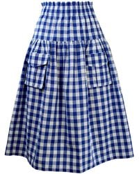Zenzee - Gingham Check Linen Cargo Skirt - Lyst