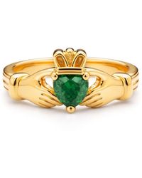 Seven Saints - Claddagh Heart Ring Love, Friendship, Loyalty Emerald Zirconia And - Lyst