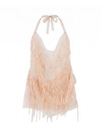Belsize25 - Mayfair Series – Sheer Beaded Tassel Mesh Top - Lyst