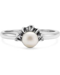 Unaloe - Adjustable Shell Ring With Natural Pearl - Lyst
