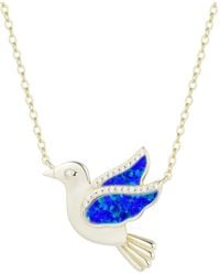 KAMARIA - Opal Dove Bird Necklace With Crystals - Lyst