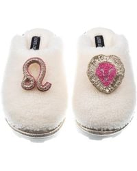 Laines London - Teddy Closed Toe Slippers With Leo Zodiac Brooches - Lyst