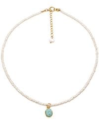 Uchi and Soto - Shinju Pearl & Larimar Stone Pendant Necklace - Lyst