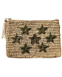 OhSun - Neutrals Starr Embroidered Raffia Clutch - Lyst
