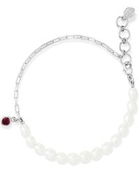 Dower & Hall - Luna Pearl & Garnet Charm Bracelet - Lyst