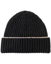 Kinalba - Neutrals Gents Chunky Ribbed Cashmere Beanie Hat - Lyst