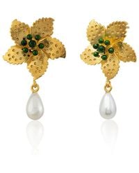 Milou Jewelry - Flower Pearl Drop Earrings - Lyst