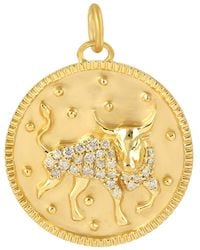 Artisan - Yellow Gold Taurus Sing Zodiac Pendant Diamond - Lyst