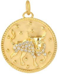 Artisan - Yellow Gold Taurus Sing Zodiac Pendant Diamond - Lyst