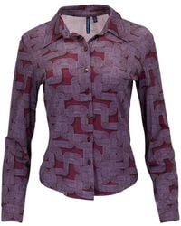 lords of harlech - Scarlet Blons Geo Port Merino Jersey Long-Sleeve Shirt - Lyst