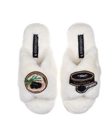 Laines London - Classic Laines Slippers With Caviar & Blini Brooches - Lyst